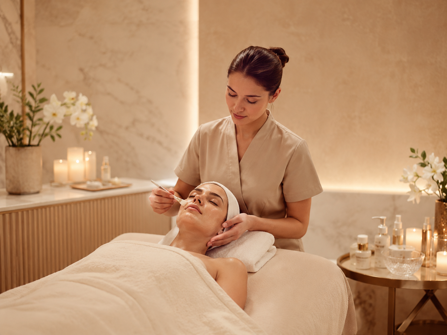 Profesional realizando un tratamiento de belleza
